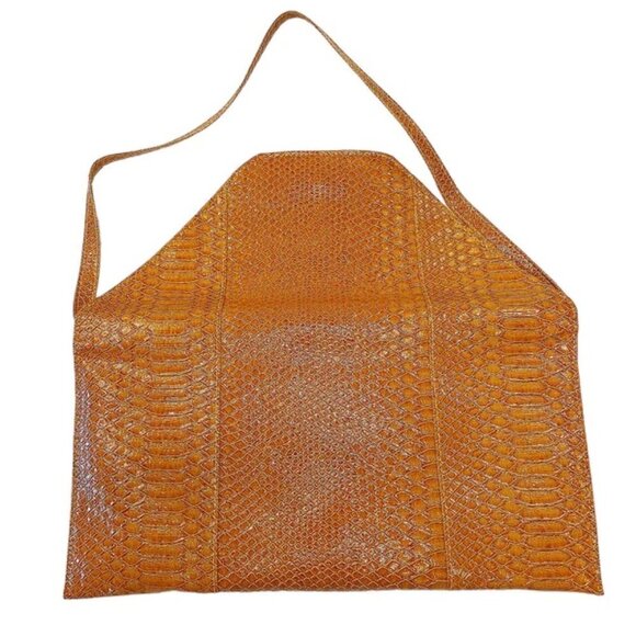 Bella Collection Faux Crocodile Mustard yellow  clutch - Picture 7 of 7